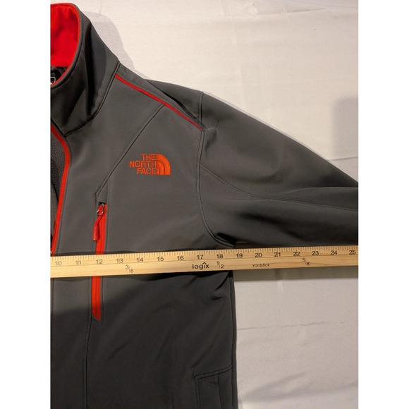 North Face Men Small Apex Bionic Softshell Jacket Gray Red Full Zip Fleece line - Picture 6 of 8